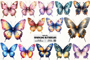 Sparkling Butterflies Clipart PNG, an Illustration by Pixels.Craft