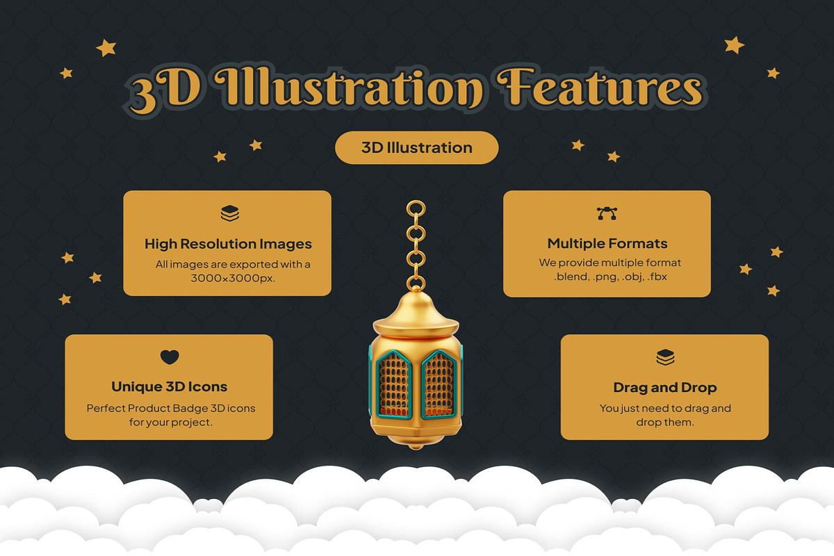 Golden Ramadan Ornament Decoration, an Object 3D Model by Creative Perspective (Photo 1 of 5)
