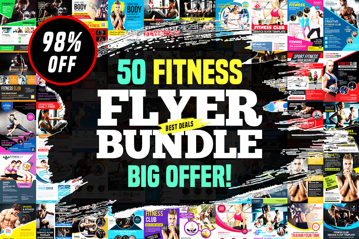 50-Fitness Flyers Bundle Template, a Flyer Template by AfzaalGraphics (Photo 1 of 6)