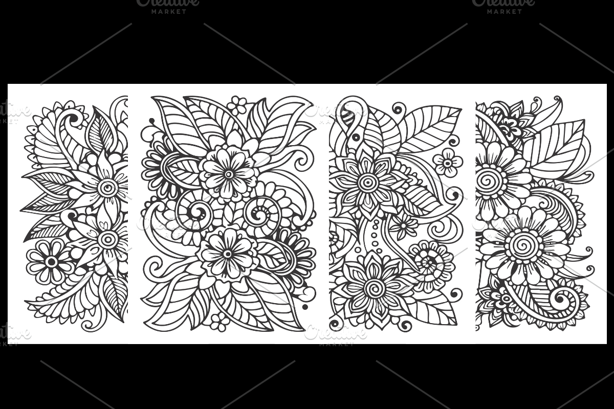 113 Flowers Zentangle Coloring Pages, a Decorative Illustration by Coco Bloom (Photo 3 of 3)