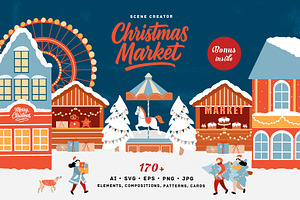 Christmas Market Scene Creator, a Seasonal Illustration by VerAna