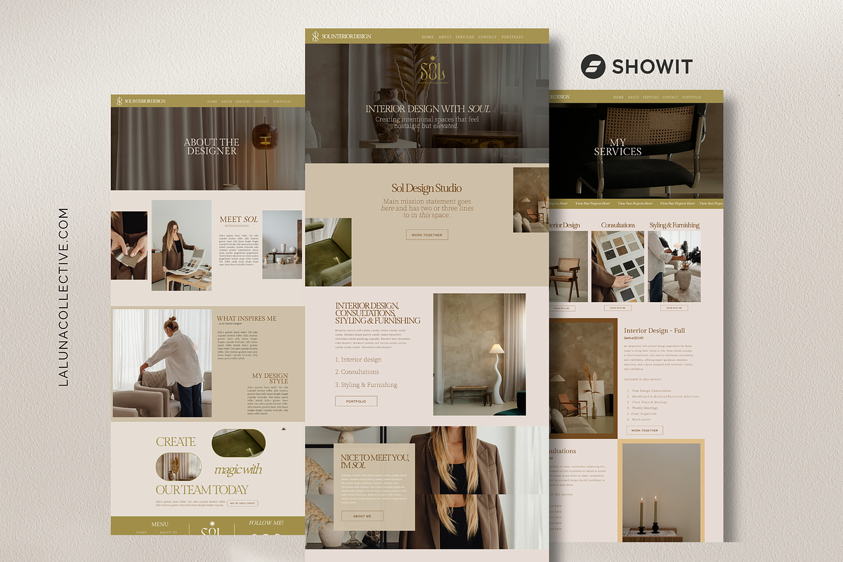 Interior Designer Showit Template, a Landing Page Template by La Luna Collective Design (Photo 1 of 5)