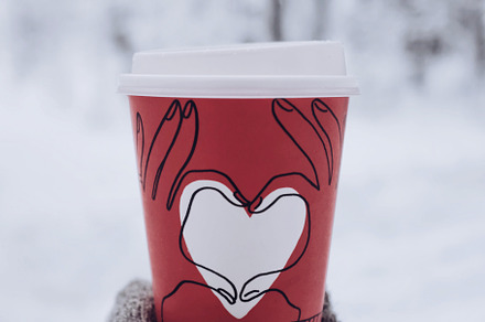 Cup of coffee to go with heart