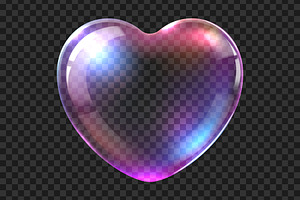 Realistic heart soap bubble, an Illustration by Buch&Bee