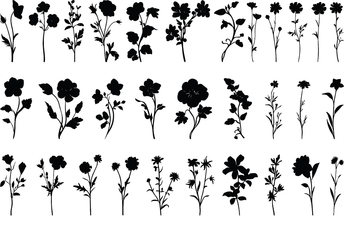 Wildflowers Silhouette - Vector AI, an Object Graphic by DesignBTF (Photo 4 of 7)