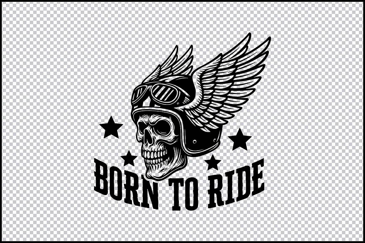 Born To Ride Winged Skull Biker SVG, an Object Graphic by BeeCraftR (Photo 3 of 5)