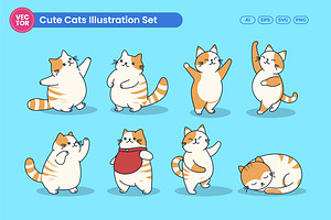 Cute Cats Illustration Set