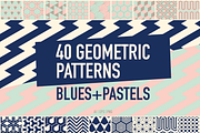 40 Geometric Patterns Blues+Pastels, a Pattern Graphic by Suphansa (Thumbnail 1 of 12)