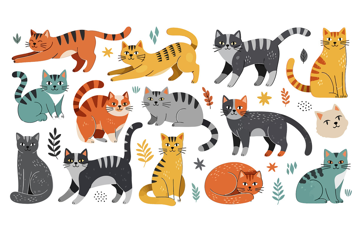 Cute Playful Cat - Vector Collection, an Animal Illustration by OtpirusGraphic (Photo 3 of 5)