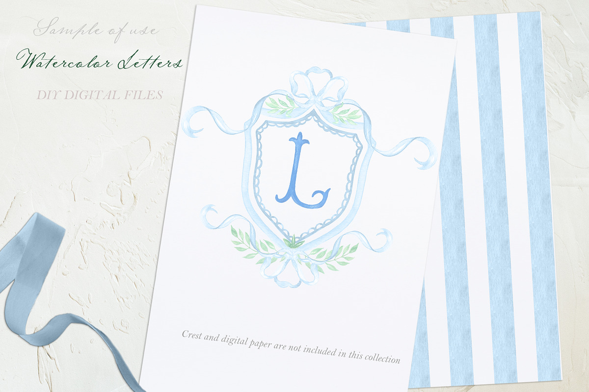 Watercolor Letters Monogram, a Decorative Illustration by LABFcreations (Photo 2 of 3)