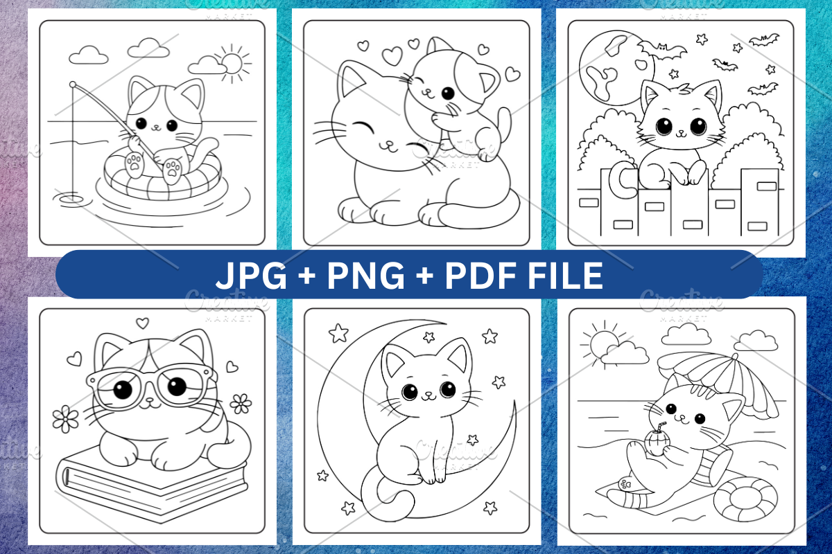 Bold & Easy Kawaii Cat coloring page, an Animal Illustration by Coco Bloom (Photo 3 of 3)