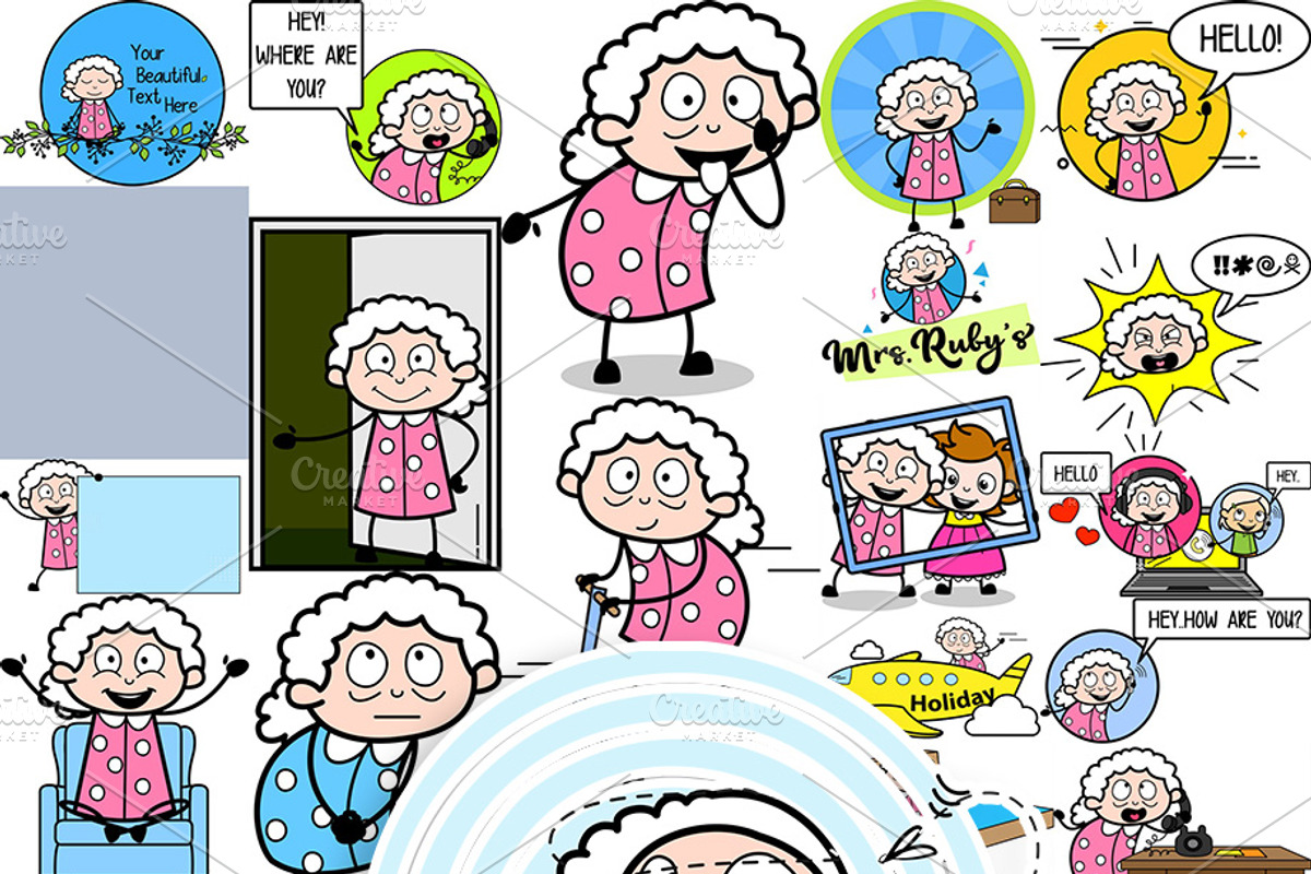 Grandmother ~ Cartoon Character Set, a Person Illustration by The Toon Company (Photo 7 of 12)