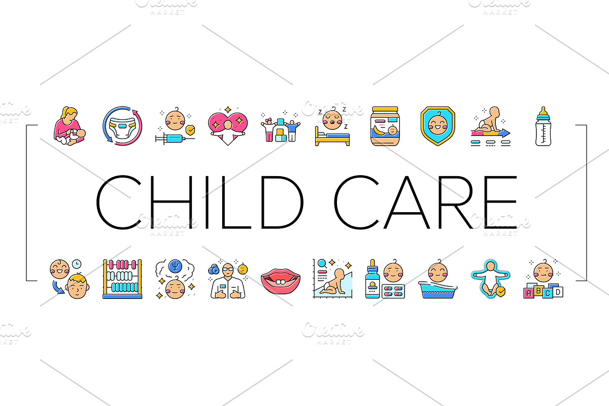 child care nurse pediatric icons set, an Education Illustration by pikepicture