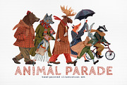 Animal Parade Hand Painted Set, an Animal Illustration by ArtPavo (Thumbnail 1 of 10)