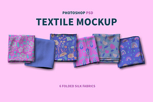 6 Folded Silks Textile Fabric Mockup