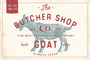 Butcher Shop Goat Logo Template