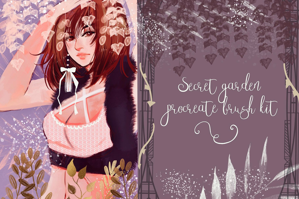 Secret garden procreate stamp brush, a Brush Add-On by Meisanmui (Photo 1 of 8)