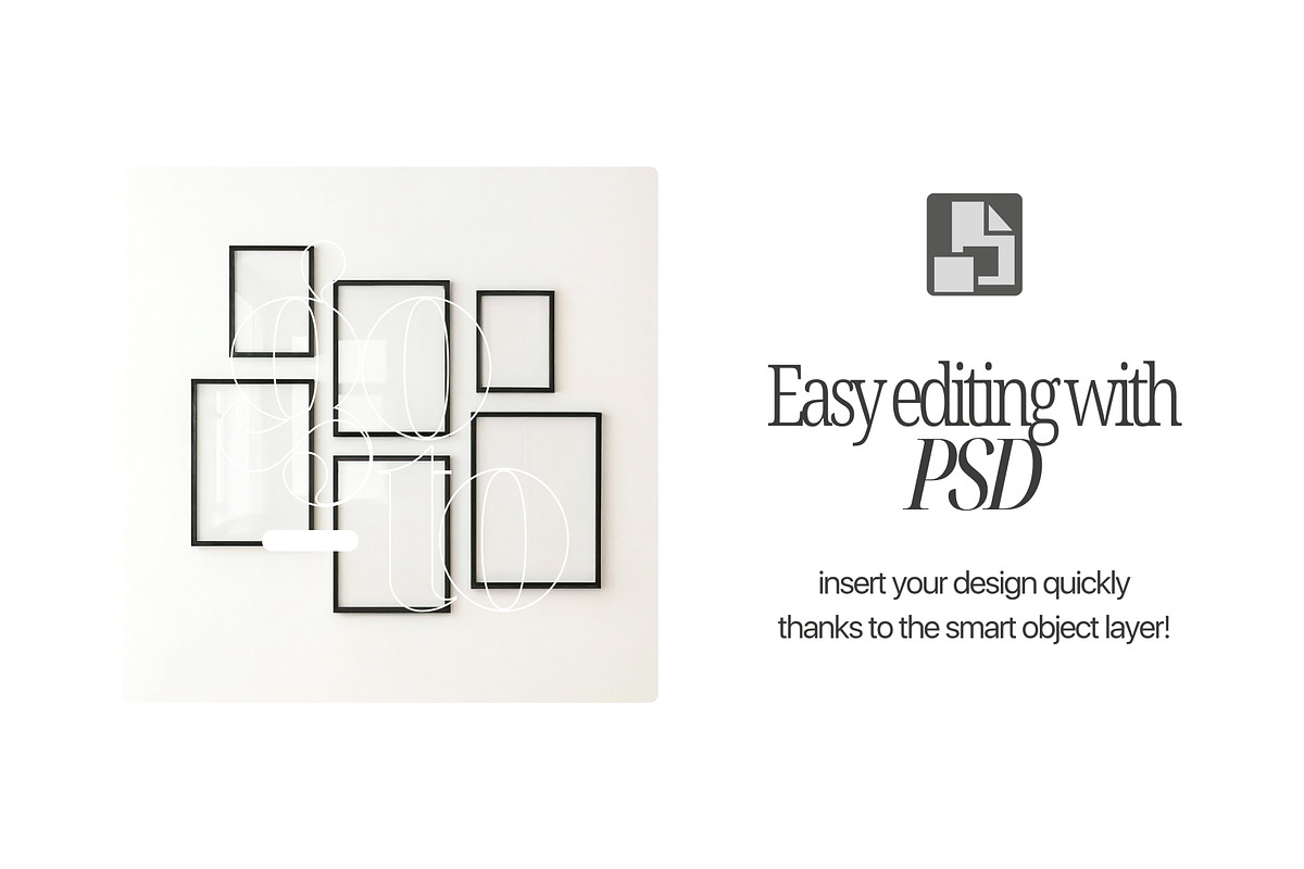 Six Gallery Frame Mockup In Black, a Mockup by First Impression Mockups (Photo 4 of 4)