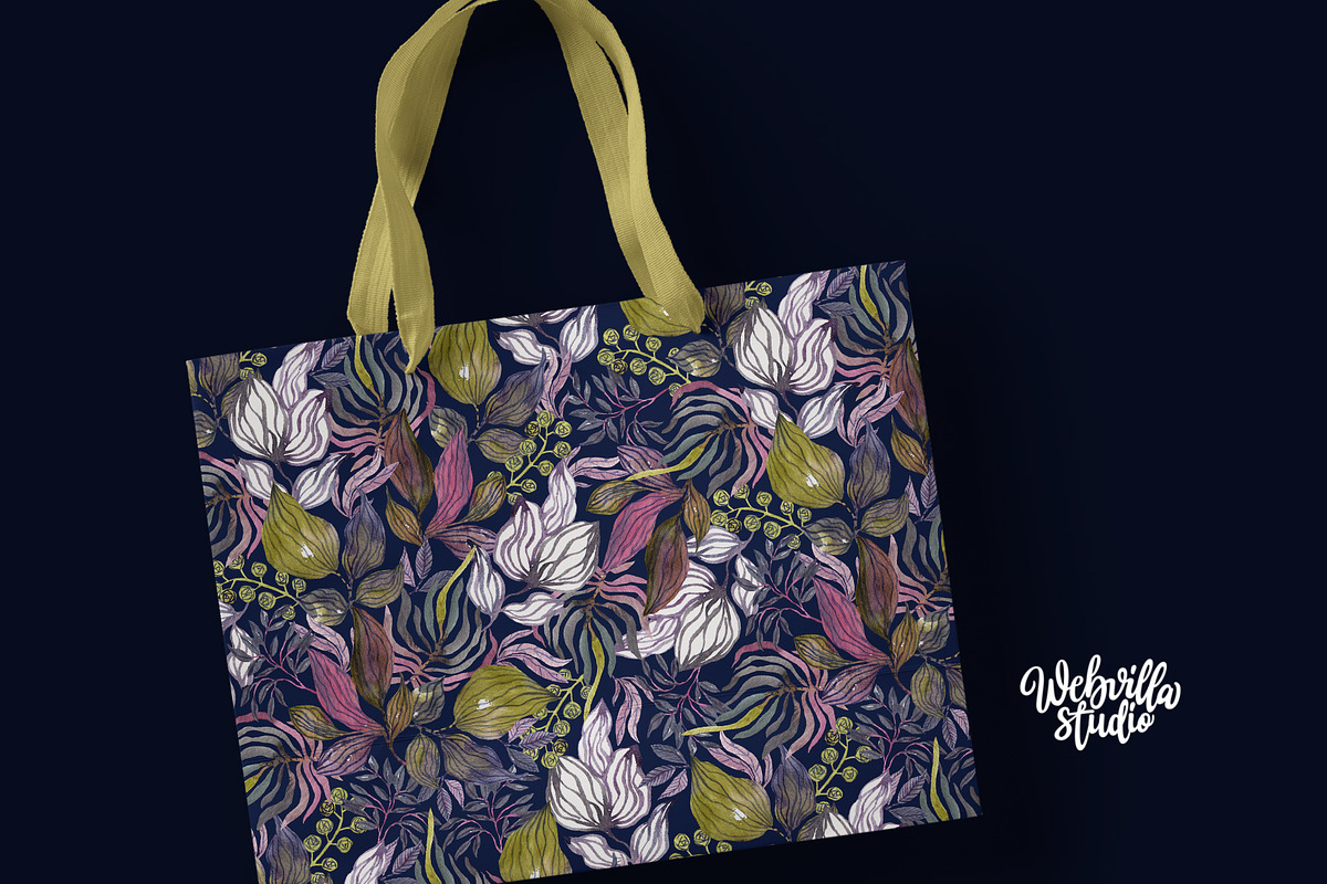 Midnight Botanical Pattern, a Pattern Graphic by Webvilla Studio