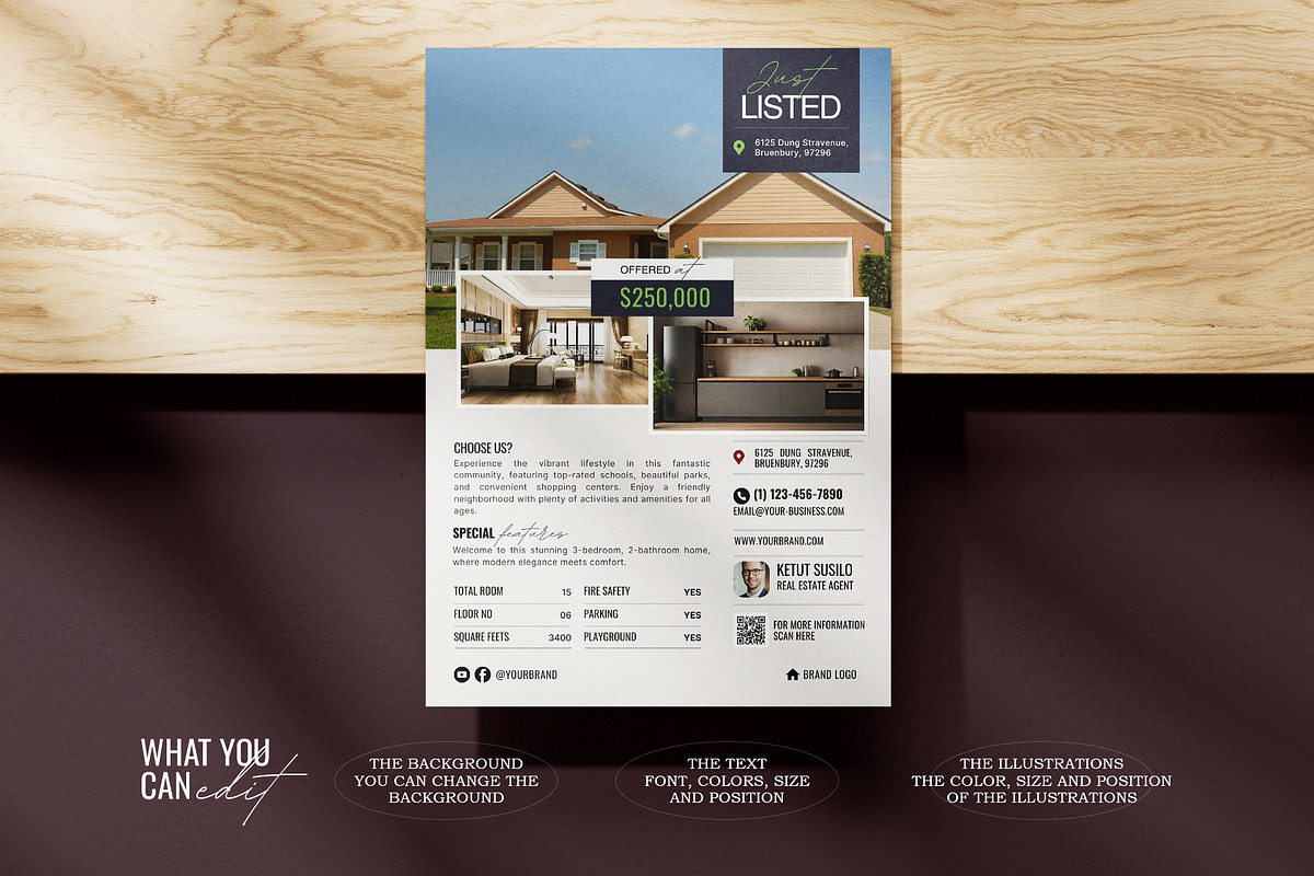Realtor Just Listed Property Flyer, a Flyer Template by Prapti Design (Photo 2 of 10)