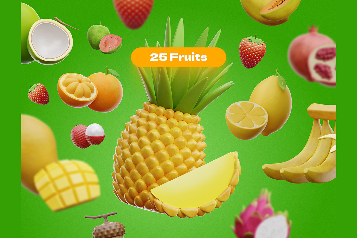 Fruits 3D Icons, an Object 3D Model by Rakata Studio (Photo 6 of 6)