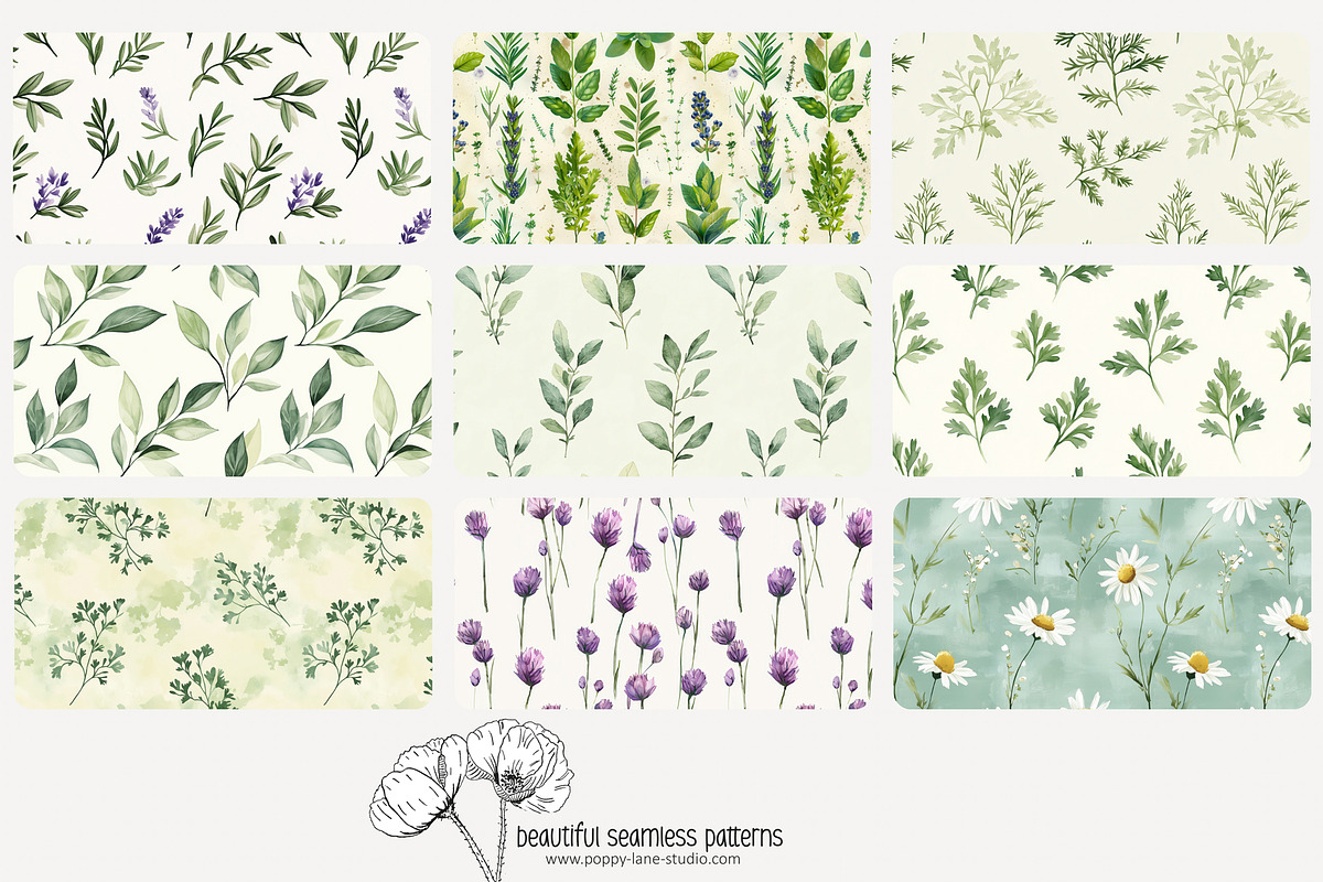 70 kitchen herb seamless pattern, a Pattern Graphic by Poppy Lane Studio (Photo 2 of 10)