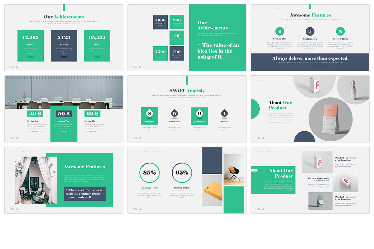 Greeney PowerPoint Template, a Presentation Template by graphix_shiv