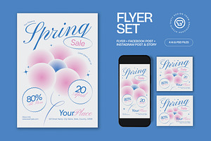 White Quirky Spring Sale Flyer Set, a Flyer Template by graphicook