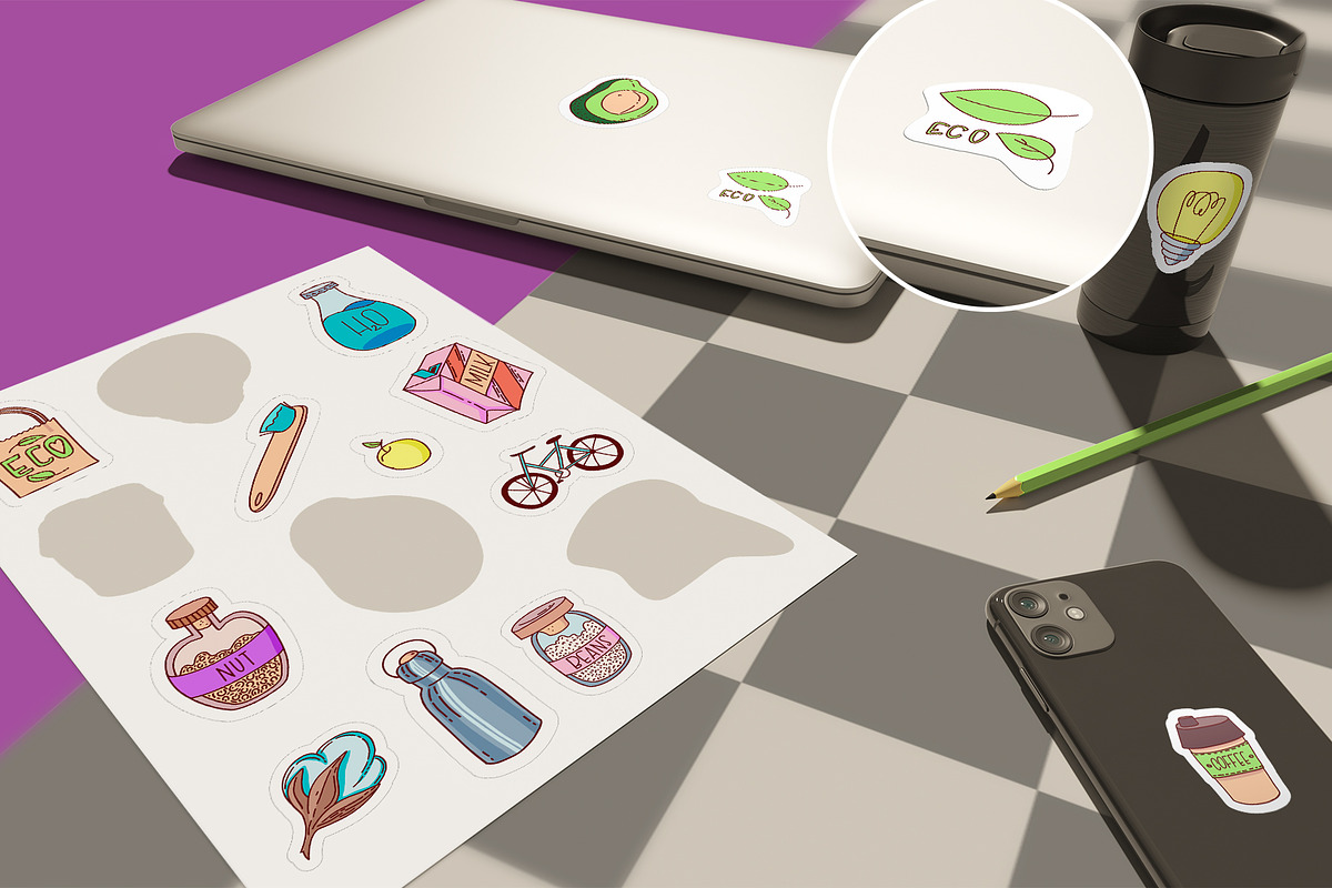 Stickers Mock-Up, a Print Template by Popova_Irina (Photo 3 of 5)
