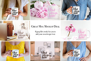 White coffee mug bundle - 8 mockups