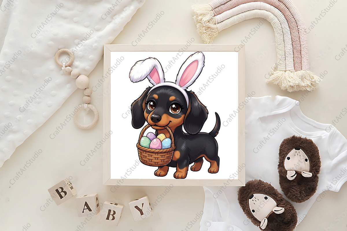 Cute Easter Bunny Dachshund Png, an Illustration by CraftArtStudio (Photo 4 of 4)