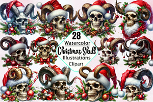 Christmas Skull Sublimation Clipart