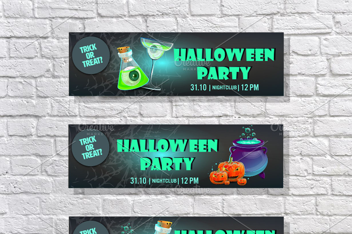 Halloween banner set., an Illustration by moto_cat (Photo 3 of 3)