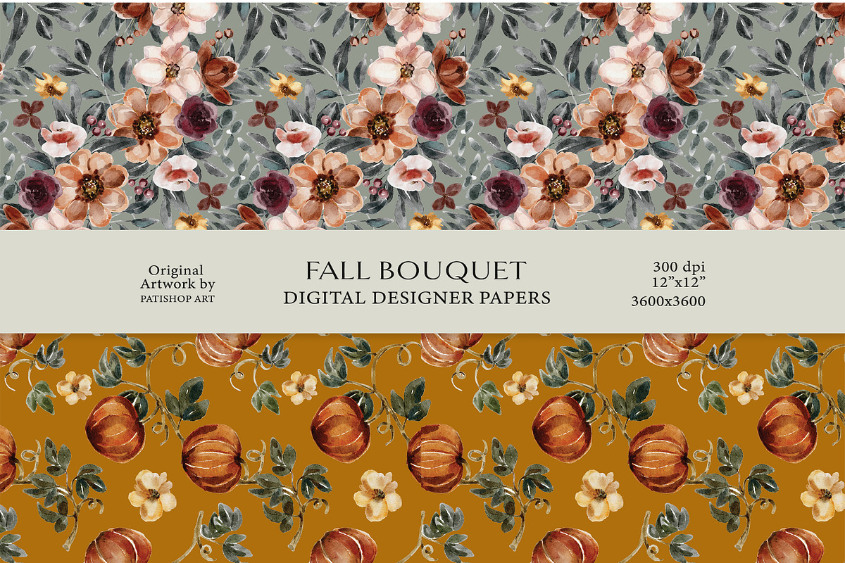 Watercolor Fall Flowers Clipart Set, a Person Illustration by Pink Studio Art (Photo 16 of 19)