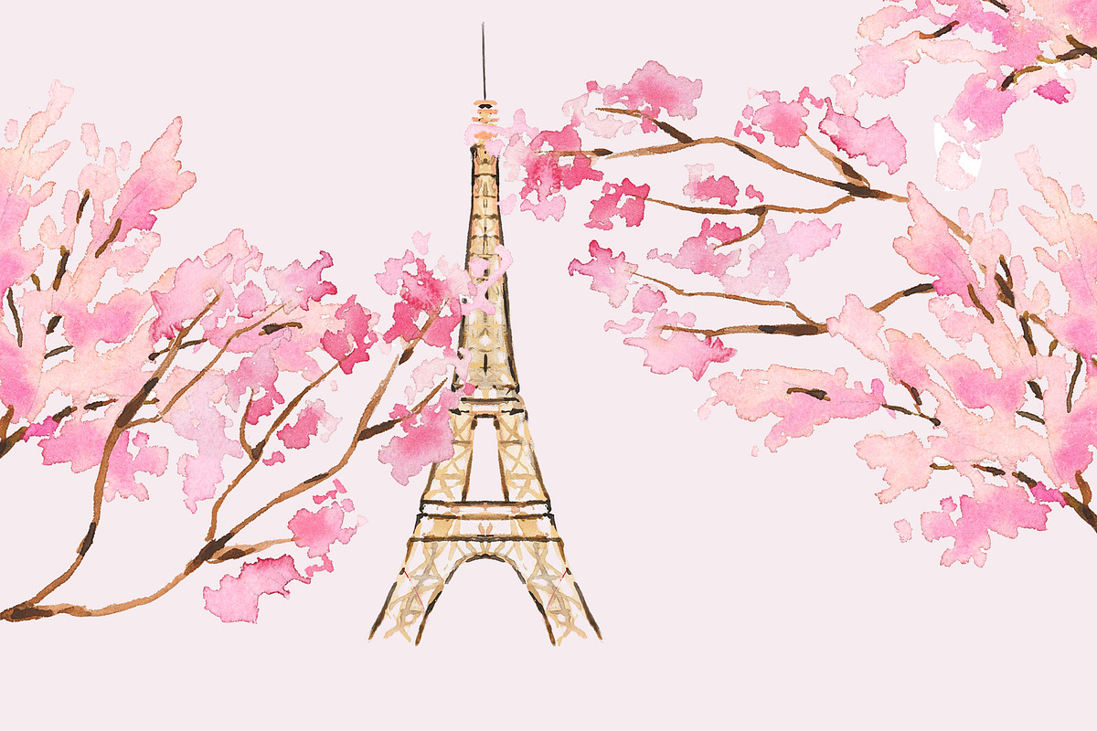 Paris Landmarks Watercolor Clipart, an Illustration by RhianAwni (Photo 5 of 6)