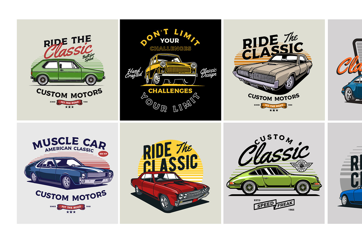 Classic Car Vector Pack, a Transportation Illustration by The BolzStudio (Photo 8 of 13)