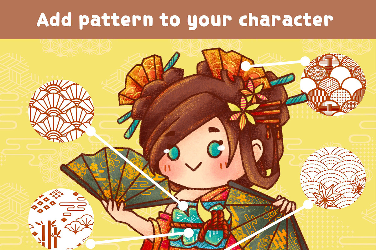 20 Procreate Japanese pattern brush, a Brush Add-On by ProcreateiBox