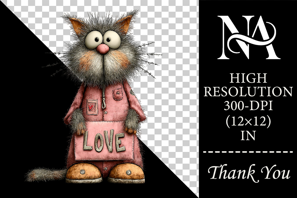 Whimsical Valentine Cats Clipart Set, an Animal Illustration by RobertsArt (Photo 2 of 6)