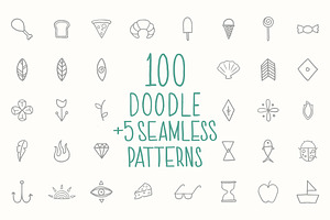 100 Doodle + 5 Seamless Patterns