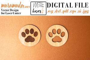 CatPaw Coaster VectorFile 4 LaserCut