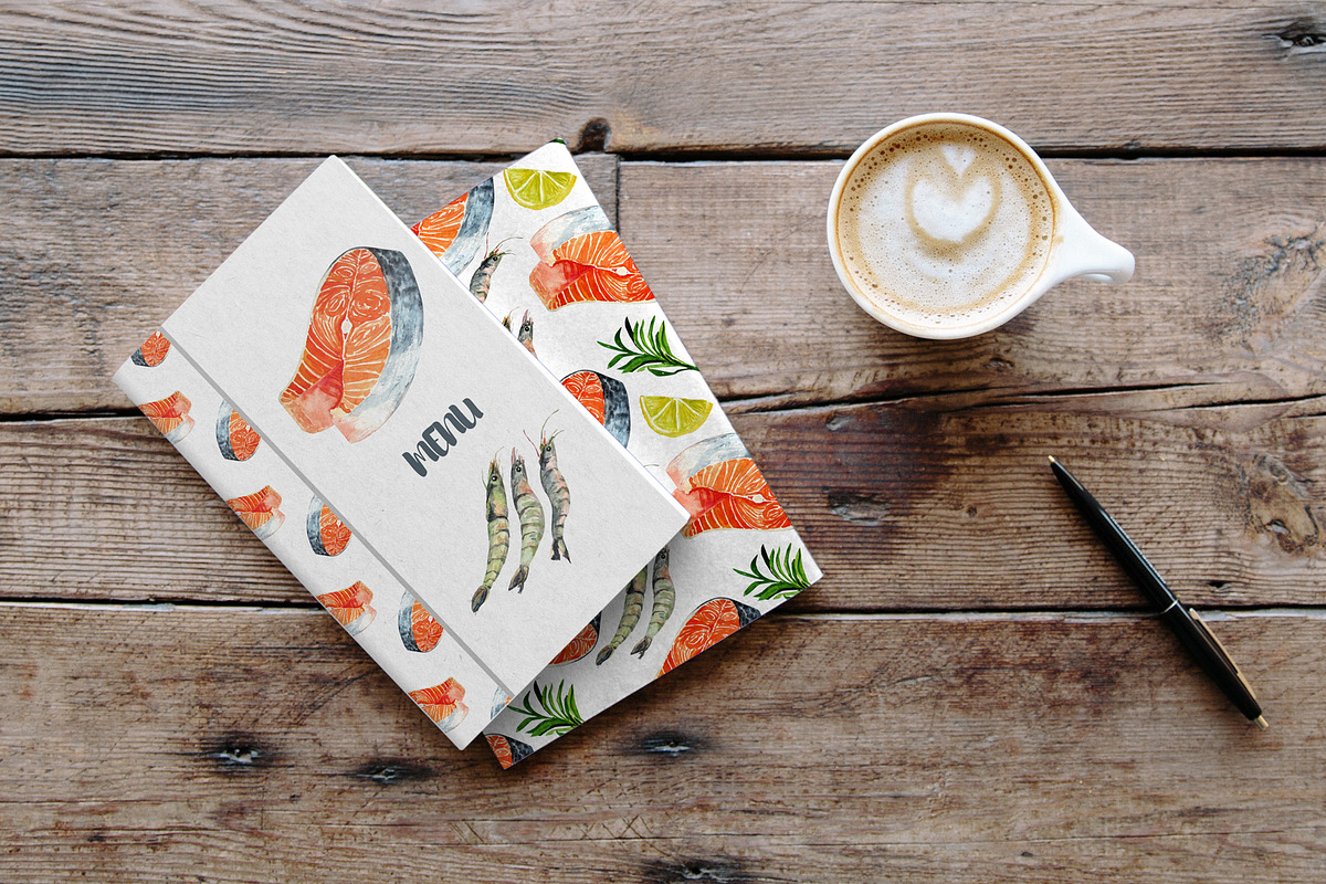 Watercolor image of seafood set, a Food Illustration by Elena Dorosh (Photo 5 of 5)