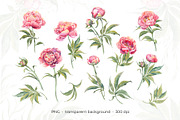 PEONY watercolor clip art & patterns, an Object Graphic by Jeanna Draw (Thumbnail 6 of 15)