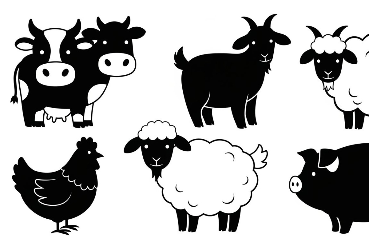Cute Farm Animal Silhouette Bundle, an Illustration by hafijul (Photo 38 of 51)