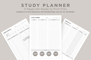 Study Planning Pages Set V-17, a Stationery Template by shahsoft