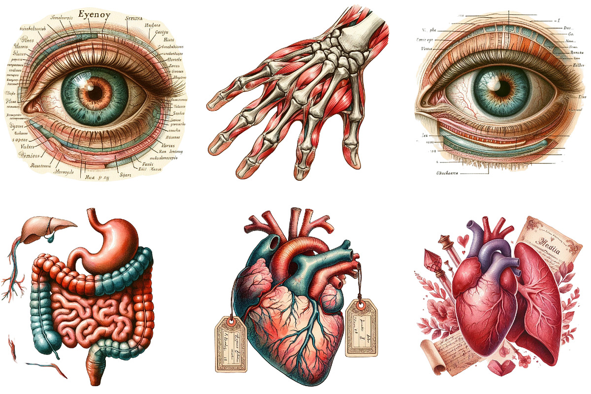 Vintage Antique Anatomy Clipart, a Seasonal Illustration by DreamArtGraphic (Photo 2 of 5)