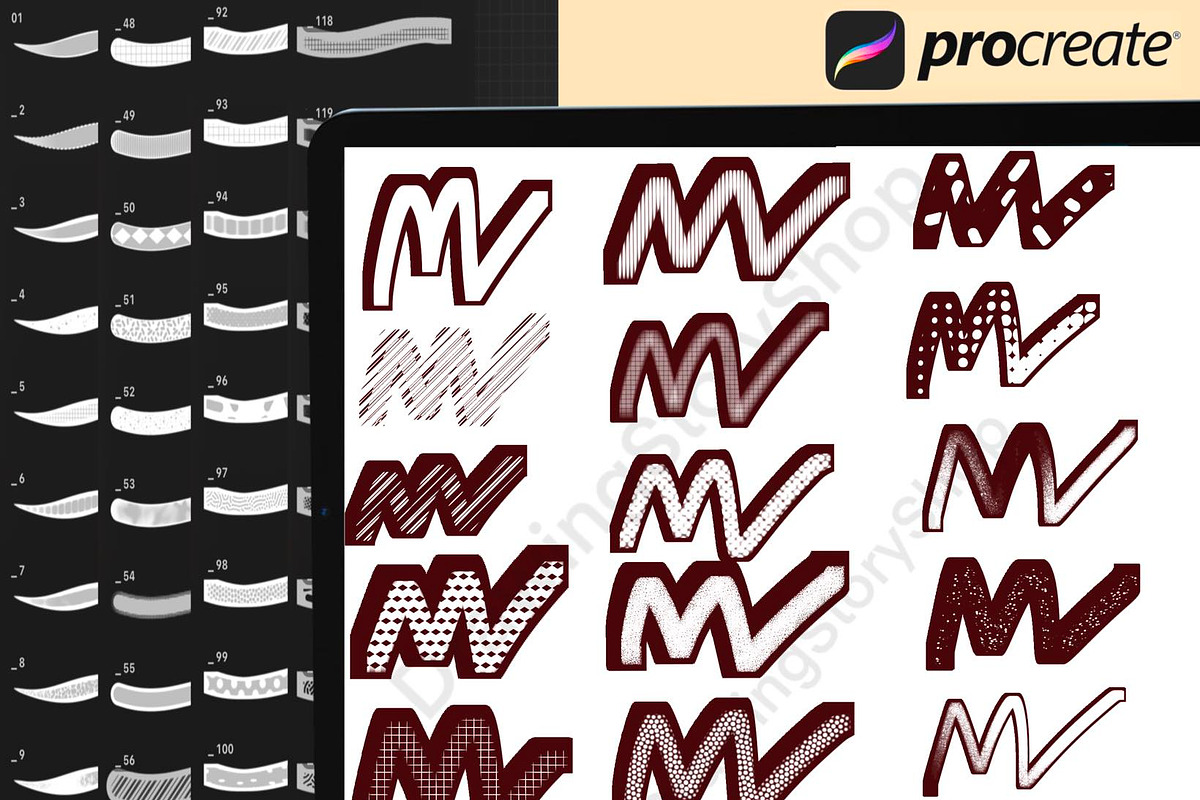 Procreate Outline Lettering Brushes, a Brush Add-On by DrawingStoryShop (Photo 5 of 7)