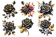 Black and Gold Rose Clipart, an Illustration by Designworld (Thumbnail 2 of 6)