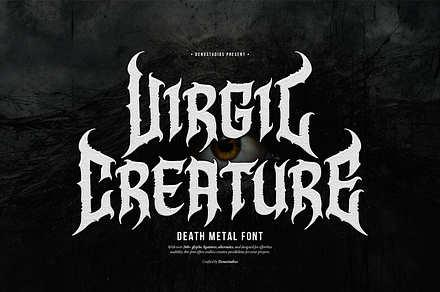 Virgil Creature | Death Metal Font, a Blackletter Font by Denustudios