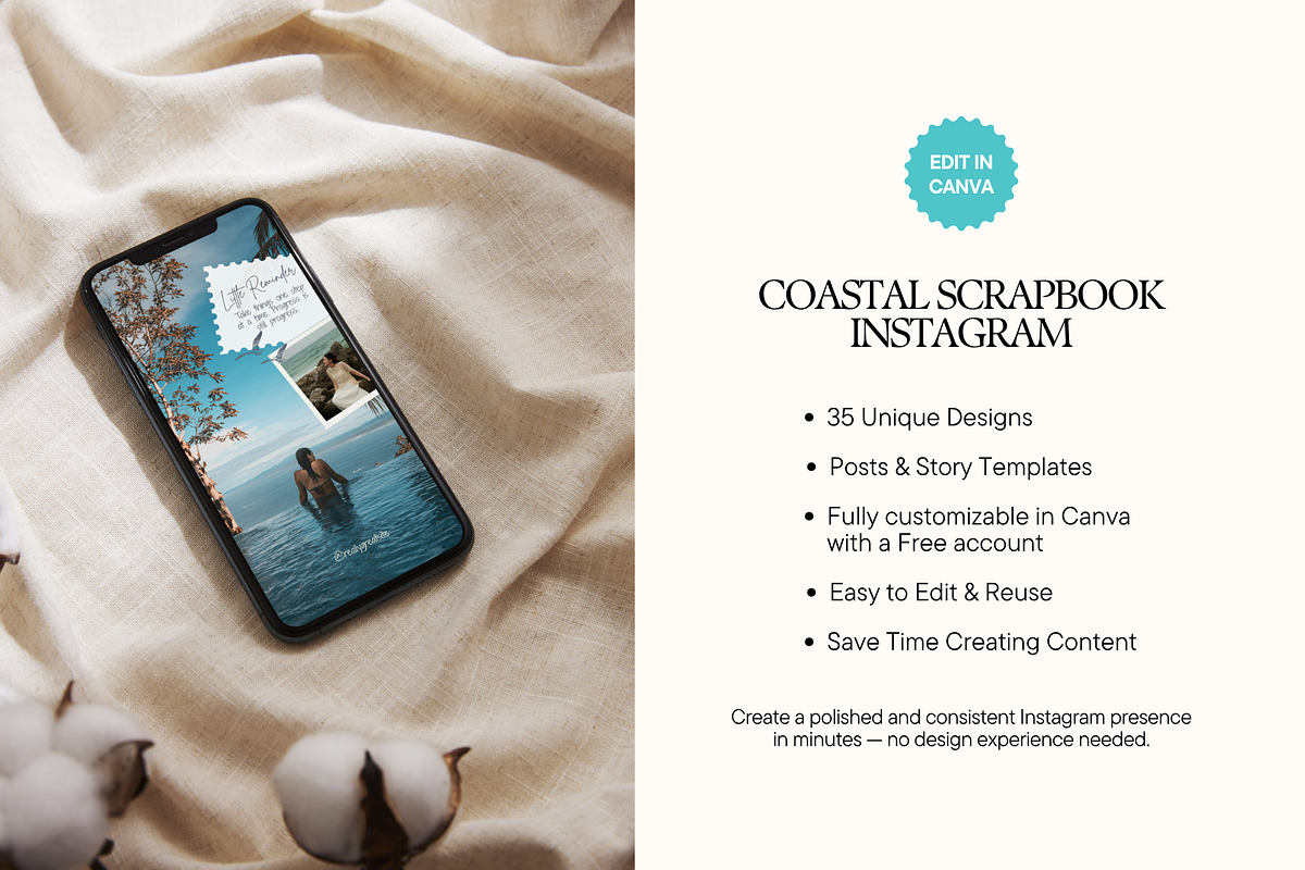 Coastal Scrapbook Instagram, a Social Media Template by Anna Design Studio (Photo 2 of 11)