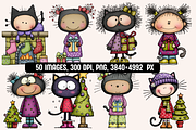 Quirky Christmas Cats illustrations, an Animal Illustration by PrintHaven Designs (Thumbnail 5 of 10)